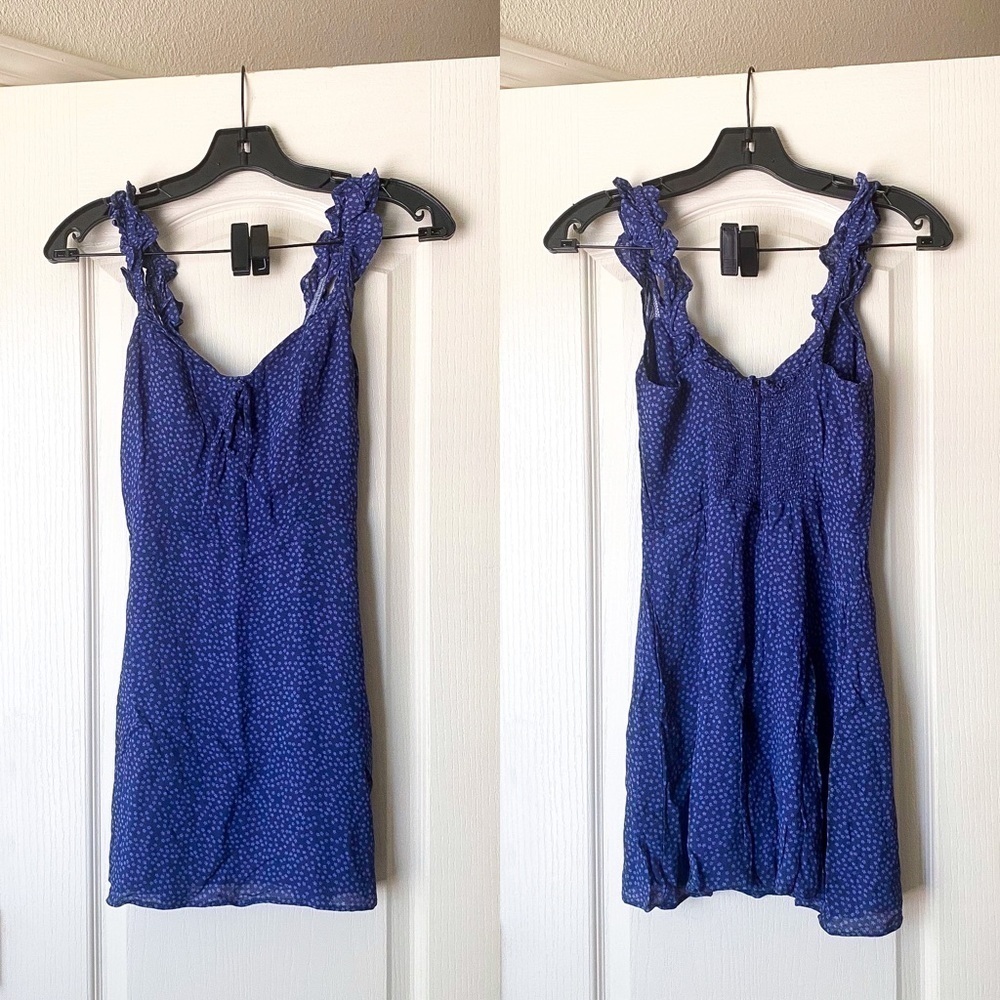 Reformation Dress Hilton Mini Floral Ruffle Wedding Summer‎ Hyacinth 2 GUC